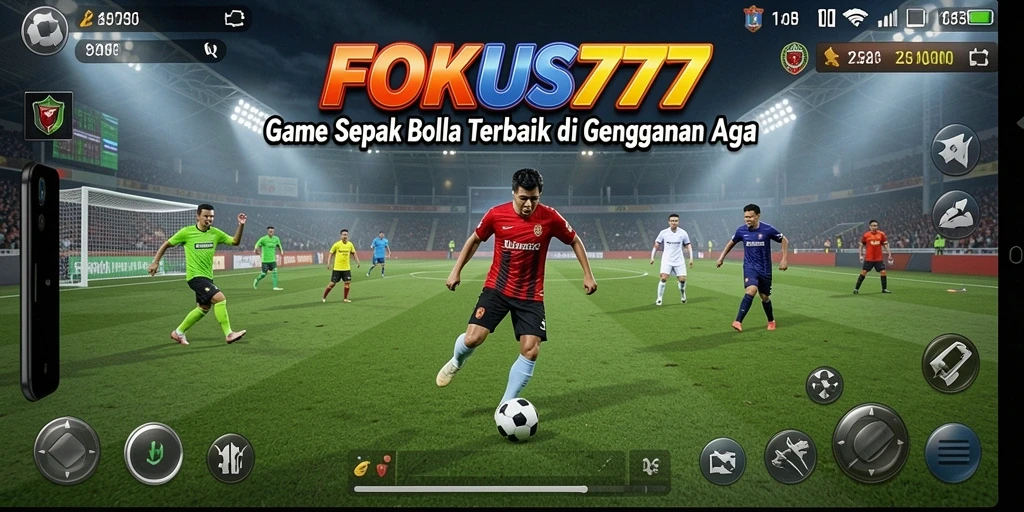 Tampilan gameplay seru dari FOKUS777 yang menggambarkan aksi sepak bola.