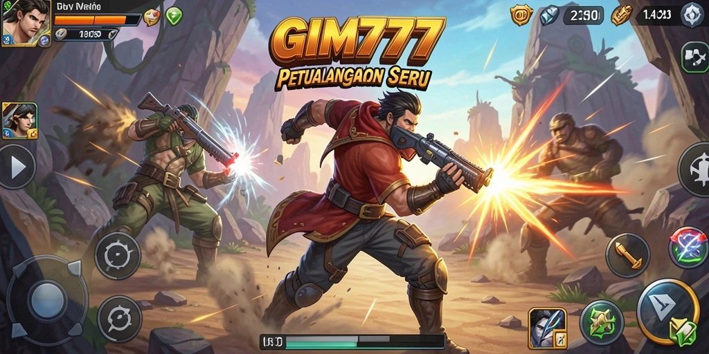 Tampilan aksi mendebarkan dalam GIM777 saat berperang melawan musuh.
