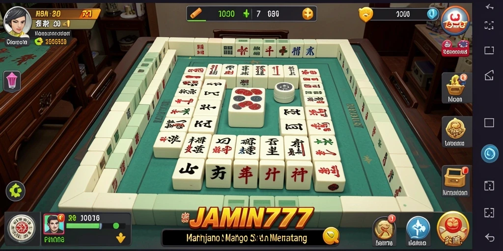 Tampilan gameplay JAMIN777 dengan berbagai tile Mahjong yang menarik.
