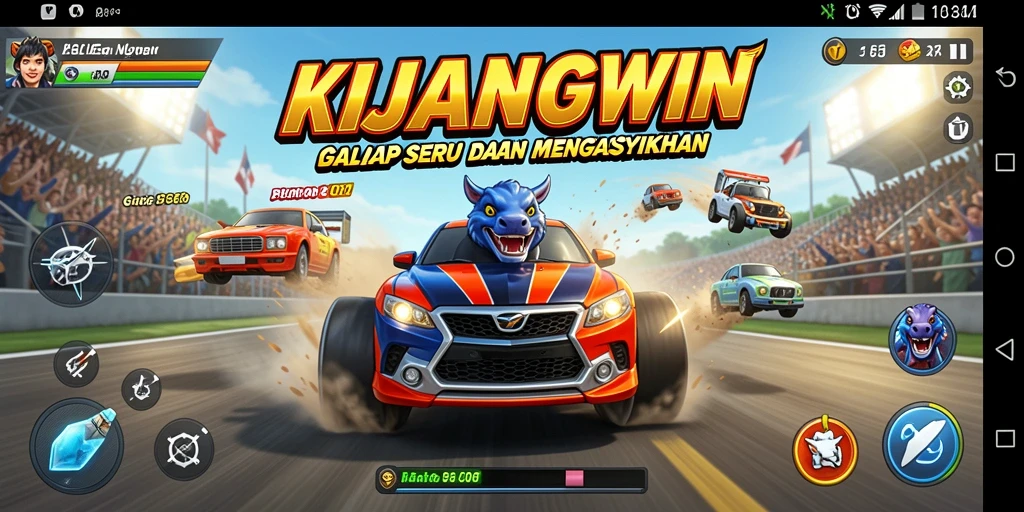 Tangkapan layar KIJANGWIN menampilkan aksi balap yang mendebarkan.