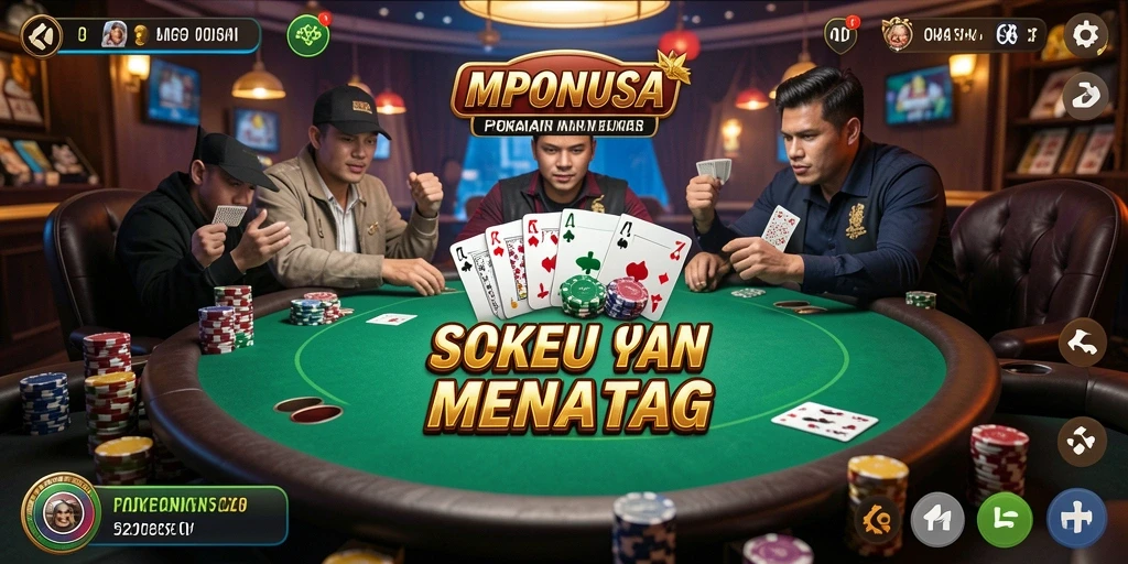 Tampilan gameplay poker MPONUSA yang seru dan kompetitif.
