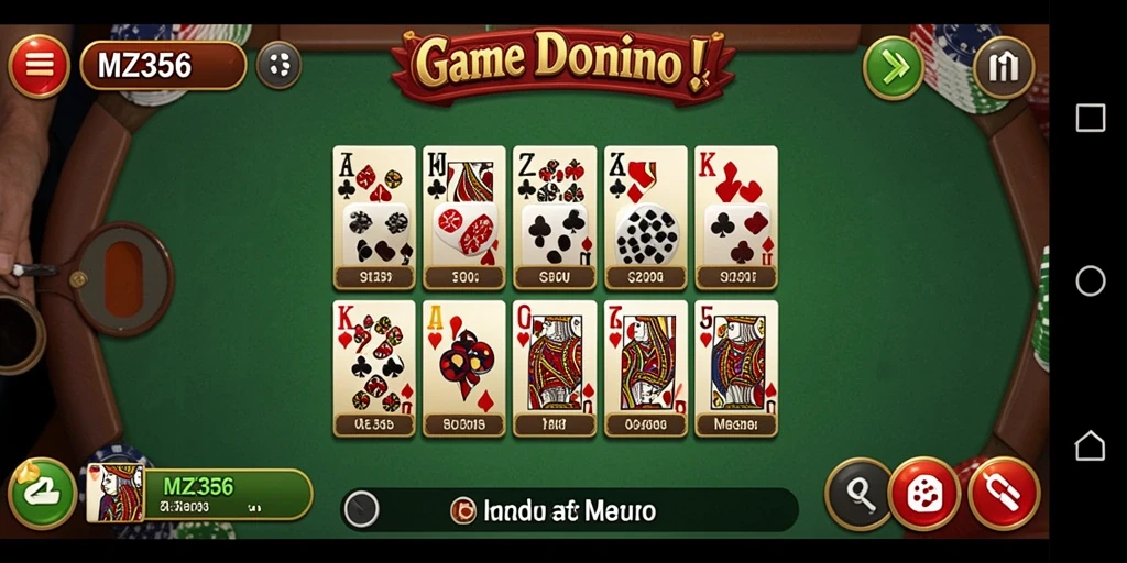Screenshot utama menampilkan gameplay seru MZ356 dalam permainan Domino.