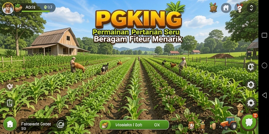 Tampilan gameplay seru dari PGKING yang menunjukkan aktivitas bertani.