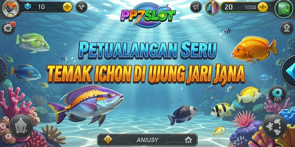 Menampilkan gameplay Tembak Ikan yang seru dan penuh warna.