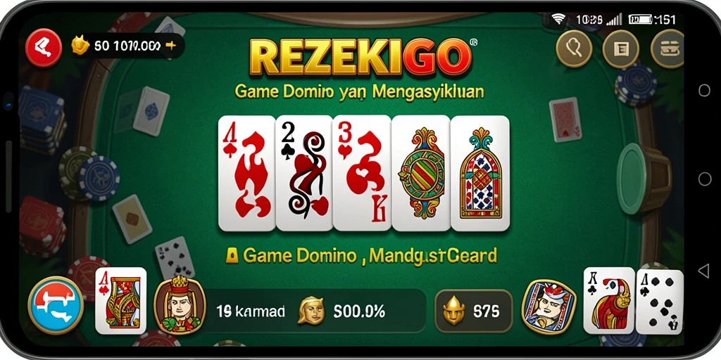 Screenshot gameplay menampilkan serunya bermain domino di REZEKIGO.