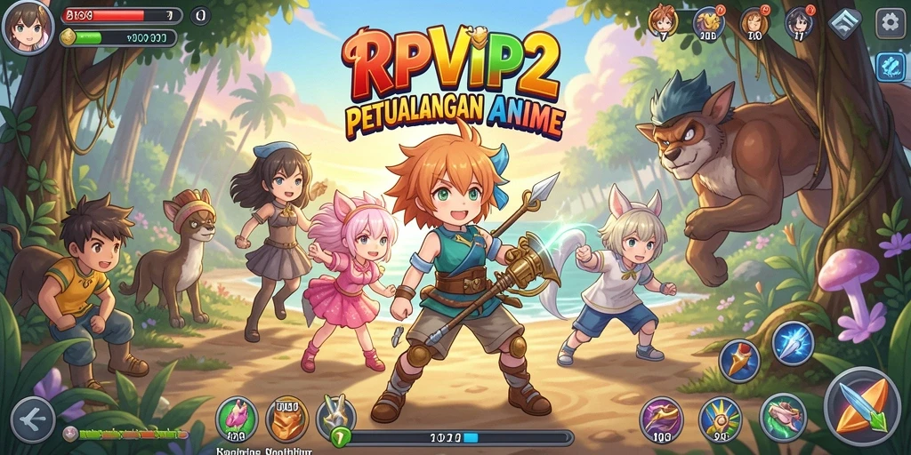Tampilan gameplay RPVIP2 yang dinamis dan penuh warna.